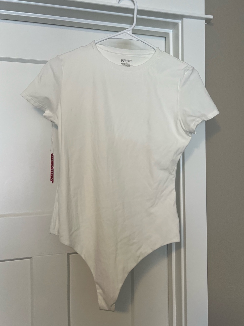 Pumiey White Short-Sleeve Crewneck Bodysuit